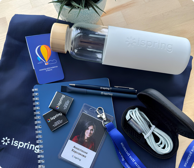 Пример набора подарков для нового сотрудника Welcome-pack с подарками для нового сотрудника