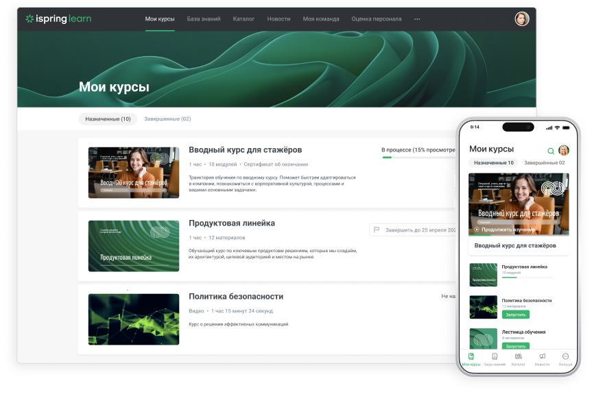 Пример микрокурсов в iSpring Learn LMS Пример микрокурсов в iSpring Learn LMS