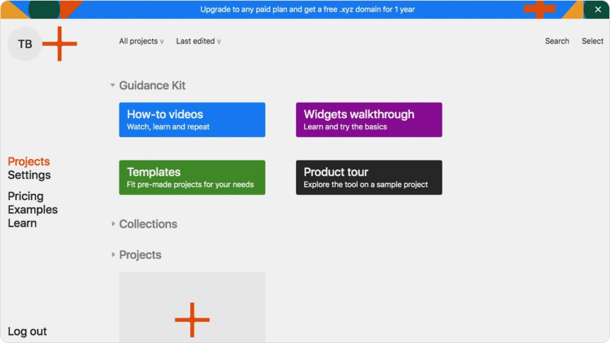 Рабочая область в Readymag Рабочая область в Readymag
