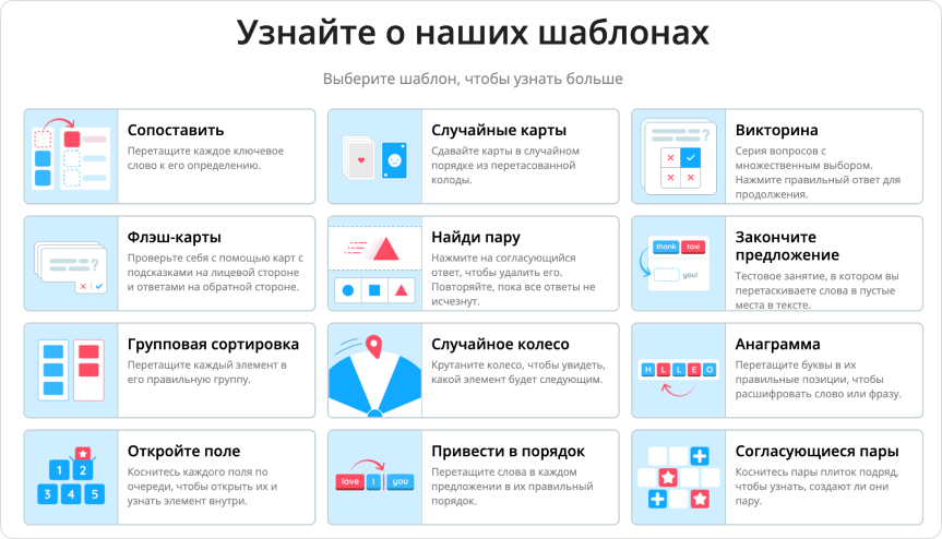 Примеры интерактивных заданий WordWall